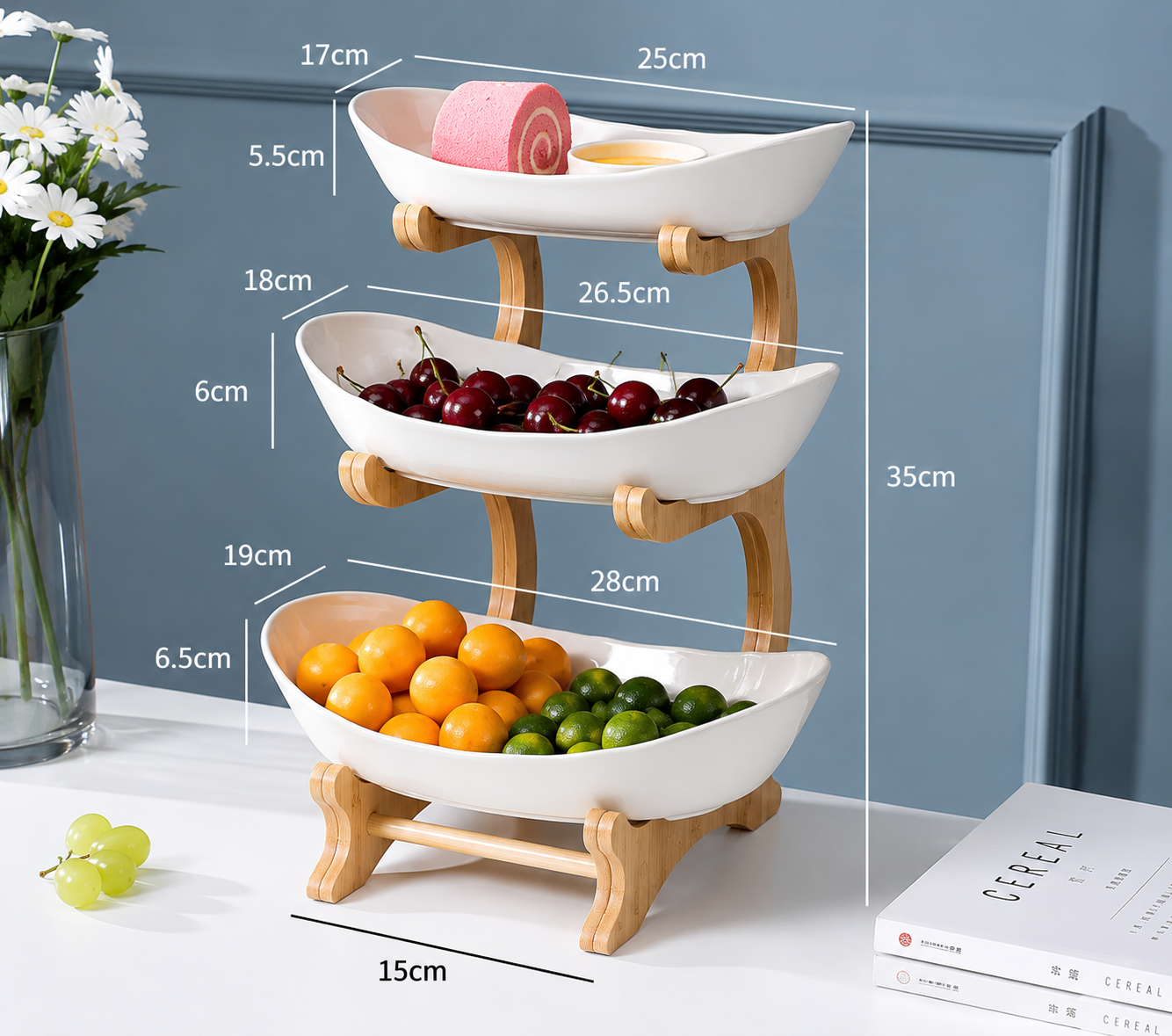 2/3 Modern Tier Fruit Bowl Stand