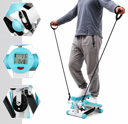 Mini Stepper with Resistance Bands, LCD Display