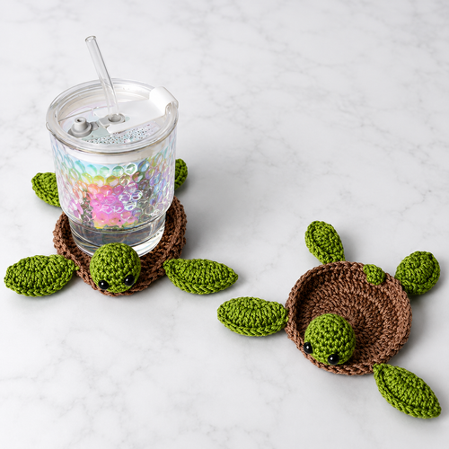 Handmade Crochet Turtle Coaster Set