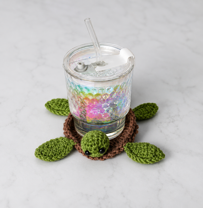Handmade Crochet Turtle Coaster Set