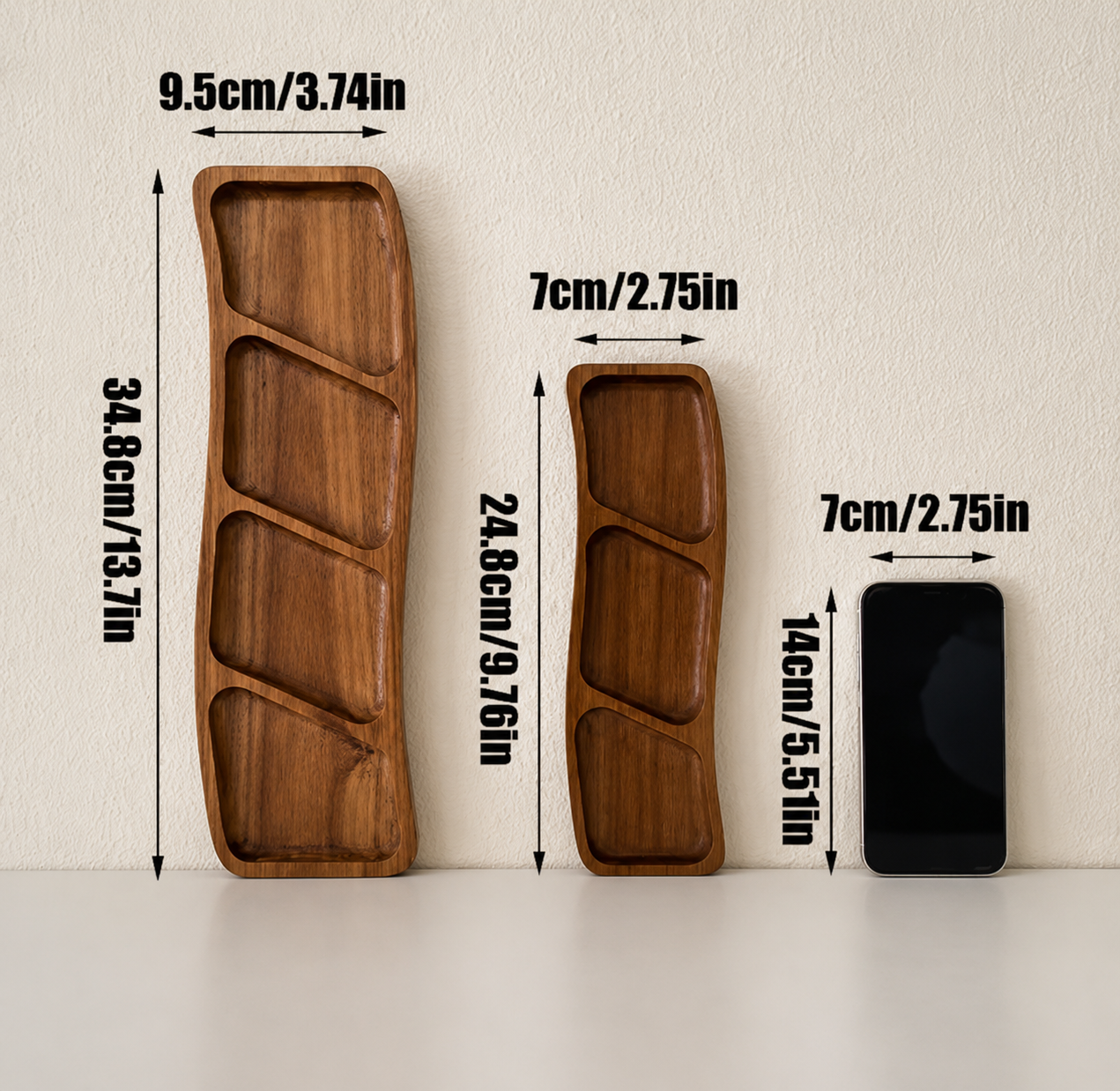 Wooden Divided Snack Tray with Compartments for Nuts & Fruit
