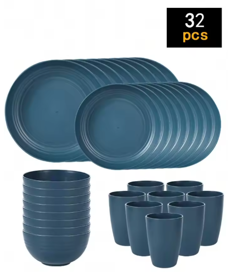 Reusable Plates, Bowls & Cups Set