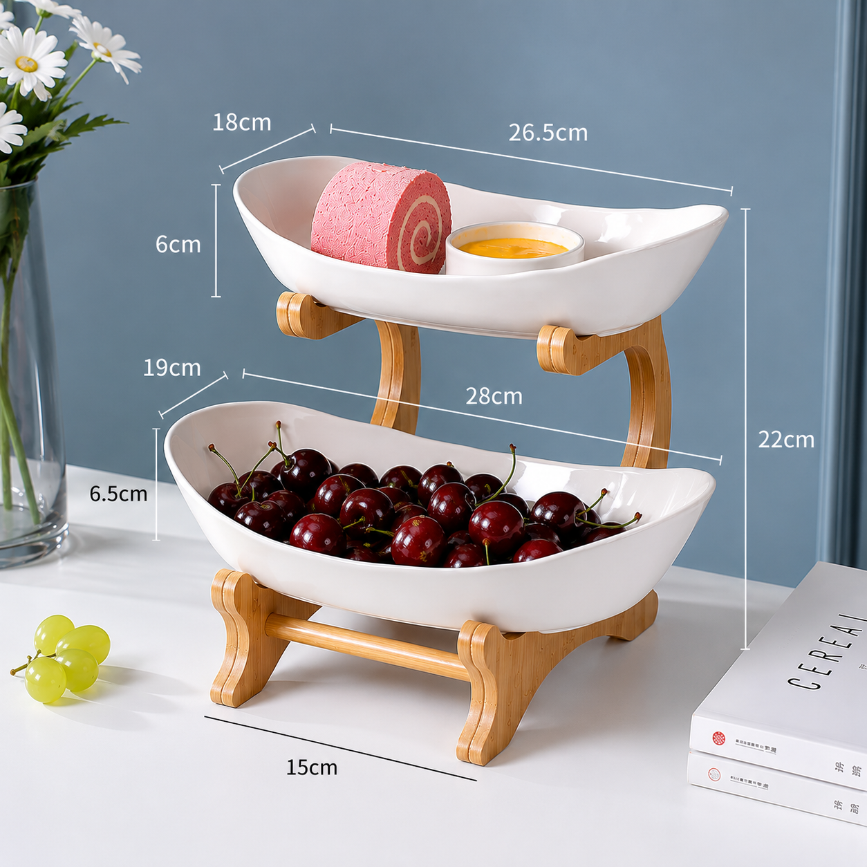 2/3 Modern Tier Fruit Bowl Stand